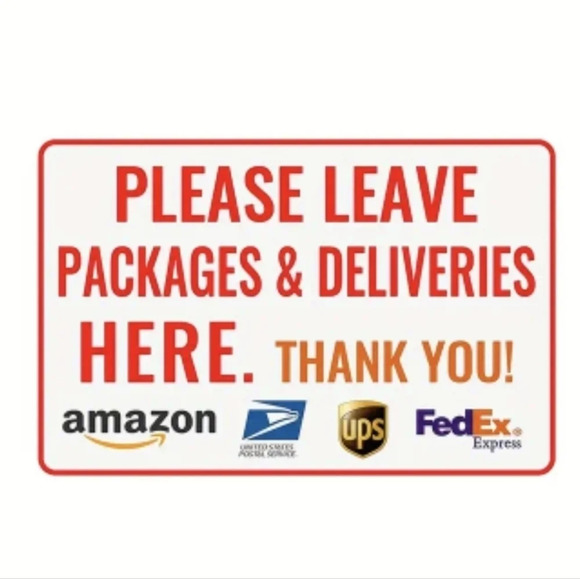 "Please leave packages deliveries here"  tin metal sign, USPS FedEx UPS Amazon - Picture 2 of 4